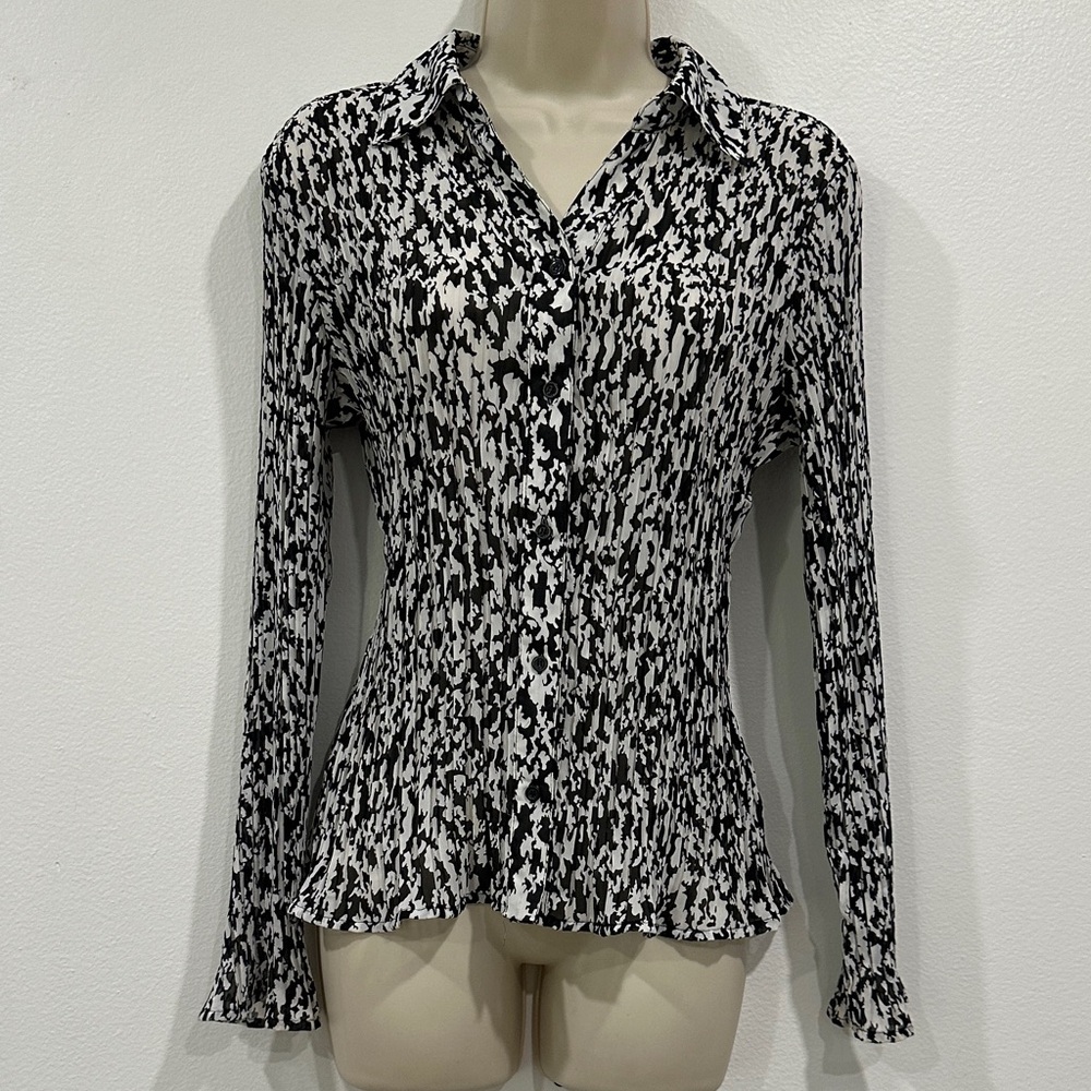 Laura Ashley Monochrome Patterned Button Down Shi… - image 1